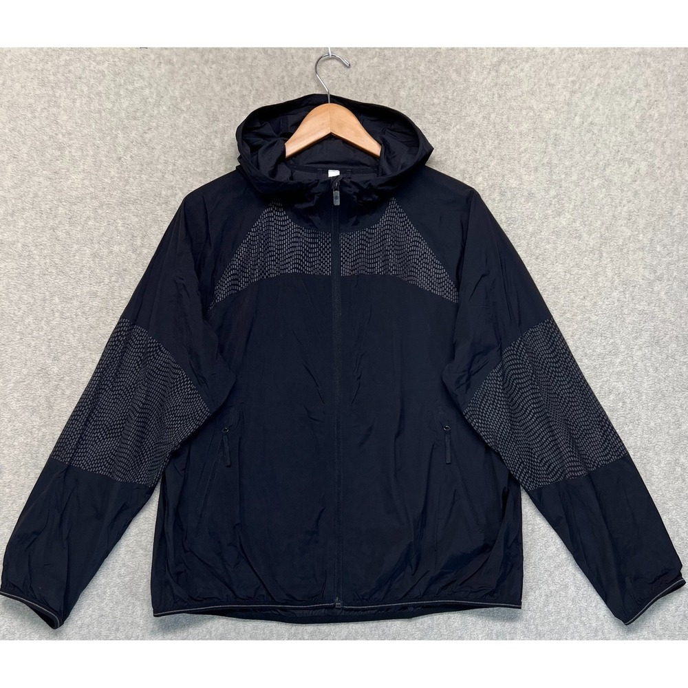 Lululemon Mens Windbreaker Jacket Black Hooded Hiking Lightweight Outdoor‎ 8